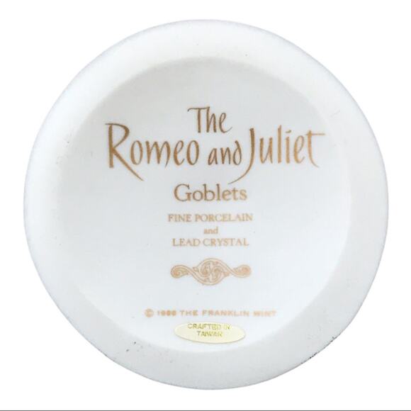 Romeo & Juliet Crystal & Porcelain Goblets Set 8 Austrian Vintage 22k Gold - Picture 4 of 10